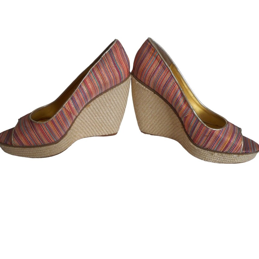 Nine West Womens Willow Multi color Slip On Open Toe Wedge Shoes Sz 8 M - Picture 4 of 11